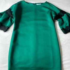 Belle by Badgley Mischa Emerald Dress with Black Lace - Size 8